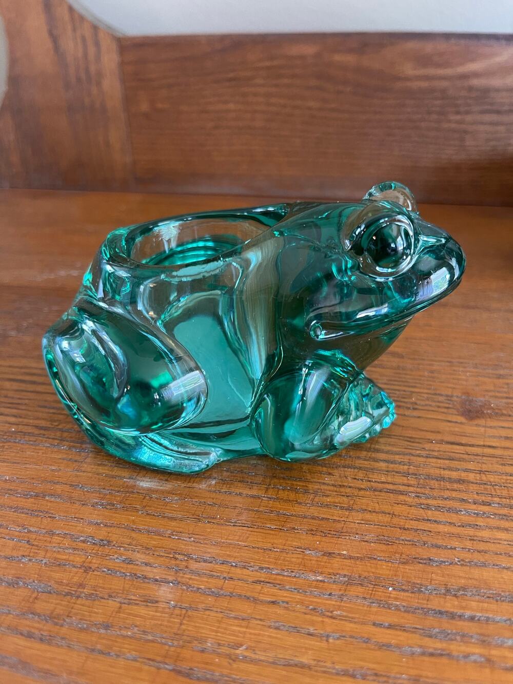 Indiana Glass Frog Votive Holder Spanish Green #07138 Art Glass 4"